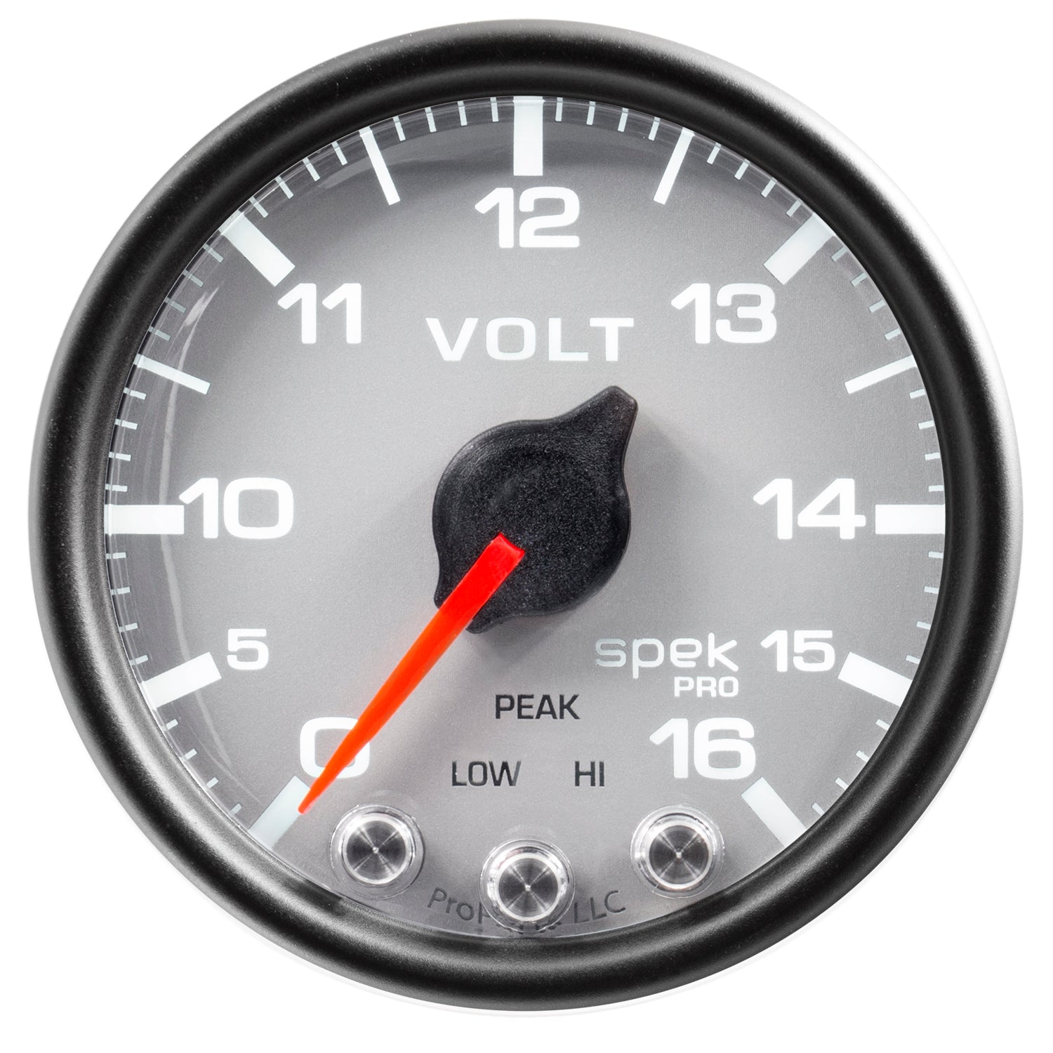 AutoMeter P34422 - GAUGE, VOLTMETER, 2 1/16", 16V, STEPPER MOTOR W/PEAK & WARN, SLVR/BLK, SPEK-PRO