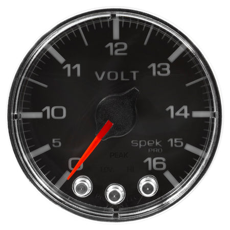 AutoMeter P344318 - GAUGE, VOLTMETER, 2 1/16", 16V, STEPPER MOTOR W/PEAK & WARN, BLK/CHRM, SPEK-PRO 5