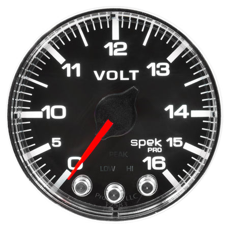 AutoMeter P344318 - GAUGE, VOLTMETER, 2 1/16", 16V, STEPPER MOTOR W/PEAK & WARN, BLK/CHRM, SPEK-PRO 3