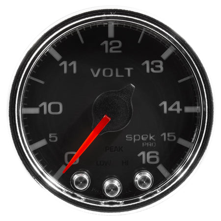 AutoMeter P34431 - GAUGE, VOLTMETER, 2 1/16", 16V, STEPPER MOTOR W/PEAK & WARN, BLK/CHRM, SPEK-PRO 3