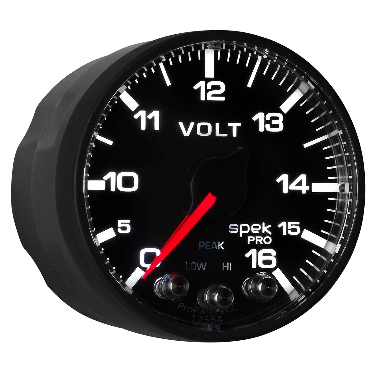 AutoMeter P344328 - GAUGE, VOLTMETER, 2 1/16", 16V, STEPPER MOTOR W/PEAK & WARN, BLK/BLK, SPEK-PRO 2