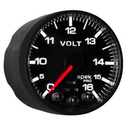 AutoMeter P344328 - GAUGE, VOLTMETER, 2 1/16", 16V, STEPPER MOTOR W/PEAK & WARN, BLK/BLK, SPEK-PRO 2