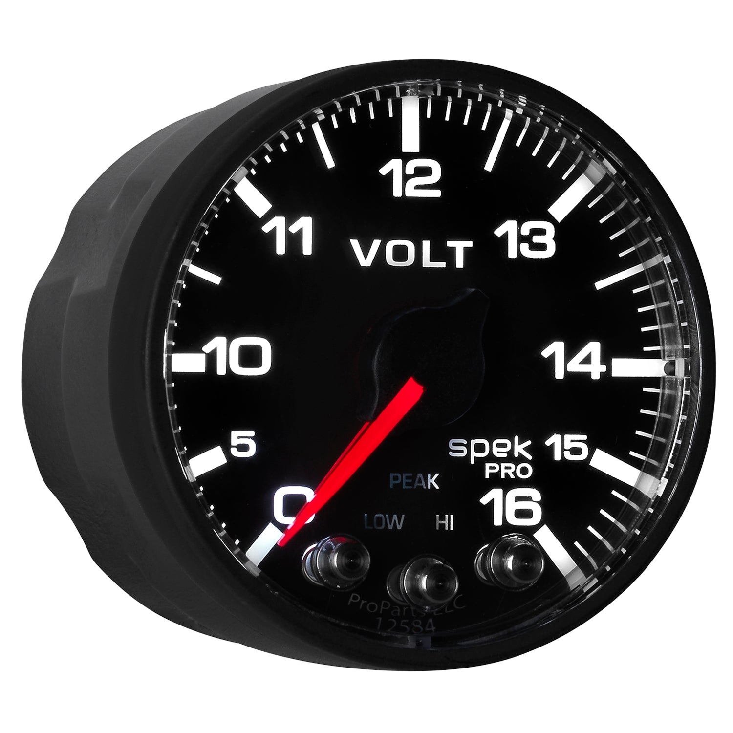 AutoMeter P344328 - GAUGE, VOLTMETER, 2 1/16", 16V, STEPPER MOTOR W/PEAK & WARN, BLK/BLK, SPEK-PRO 2