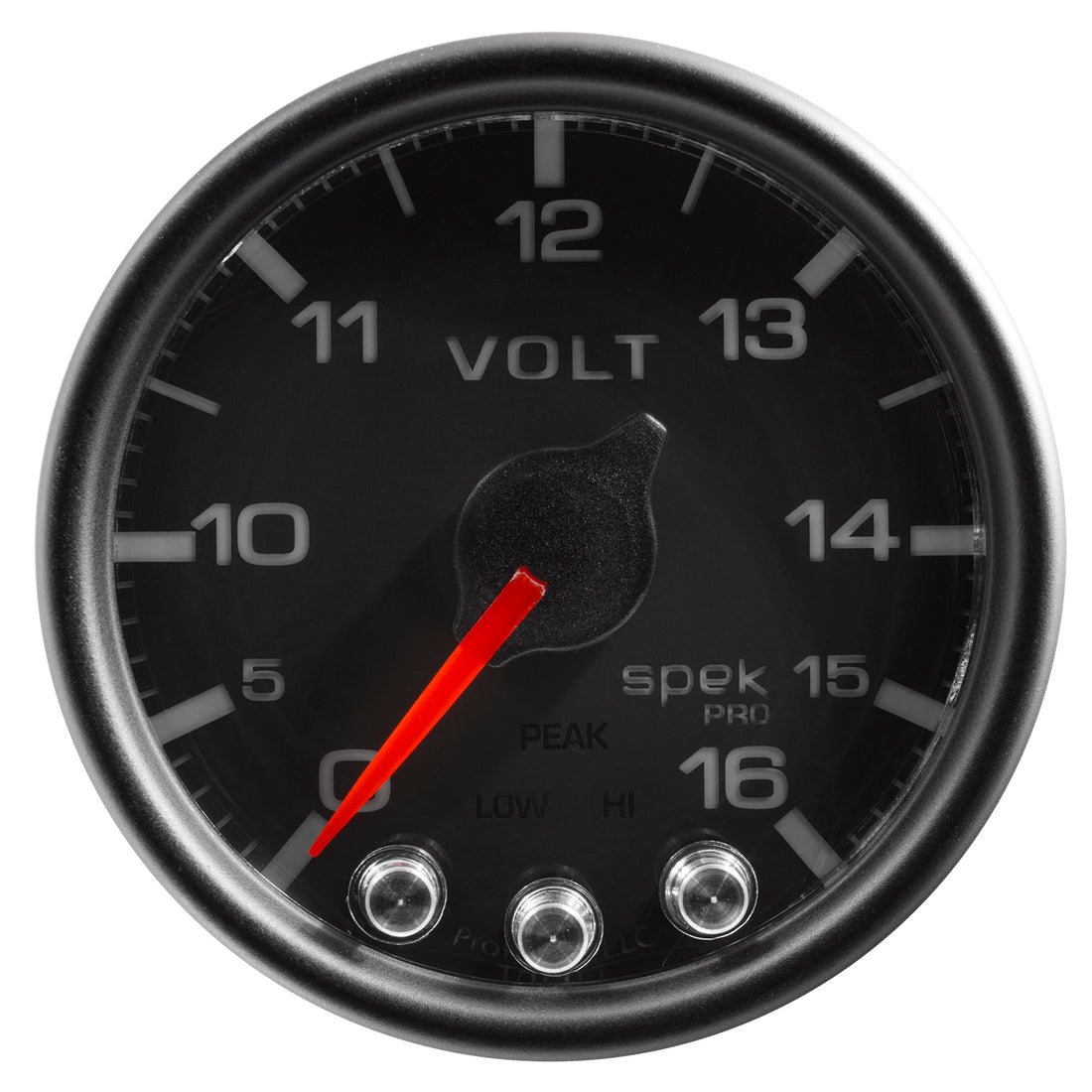 AutoMeter P34432 - GAUGE, VOLTMETER, 2 1/16", 16V, STEPPER MOTOR W/PEAK & WARN, BLK/BLK, SPEK-PRO 4