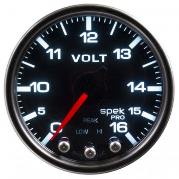 AutoMeter P34452 - GAUGE, VOLTMETER, 2 1/16", 16V, STEPPER MOTOR W/PEAK & WARN, BLK/SMOKE/BLK, SPEK 6