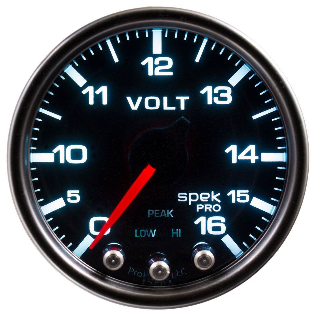 AutoMeter P34452 - GAUGE, VOLTMETER, 2 1/16", 16V, STEPPER MOTOR W/PEAK & WARN, BLK/SMOKE/BLK, SPEK 3