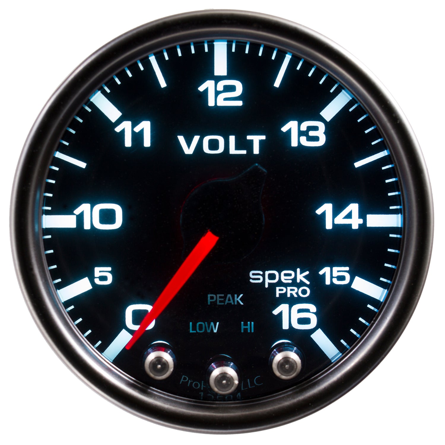 AutoMeter P34452 - GAUGE, VOLTMETER, 2 1/16", 16V, STEPPER MOTOR W/PEAK & WARN, BLK/SMOKE/BLK, SPEK 3