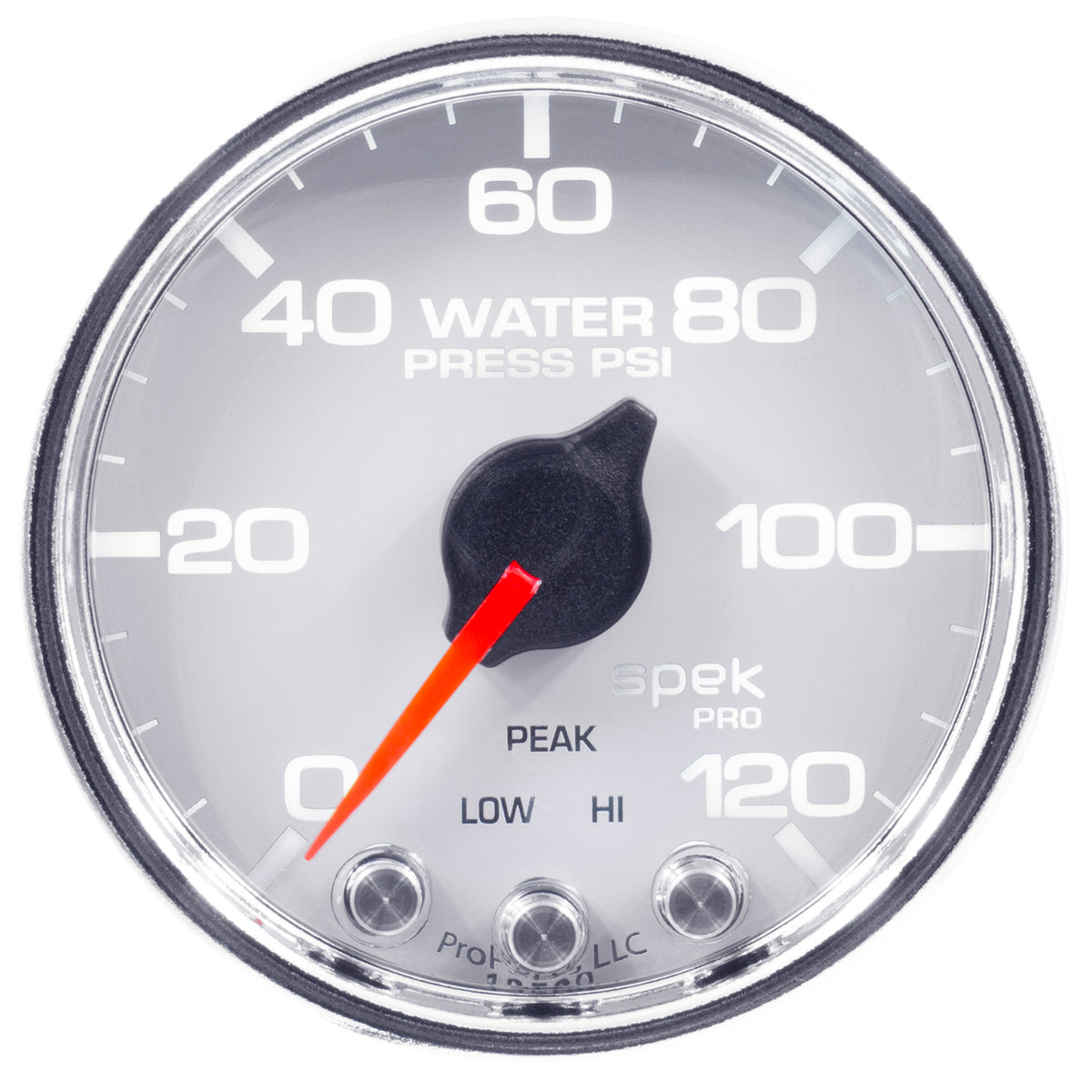 AutoMeter P34511 - GAUGE, WATER PRESS, 2 1/16", 120PSI, STEPPER MOTOR W/PEAK & WARN, WHT/CHRM, SPEK 3