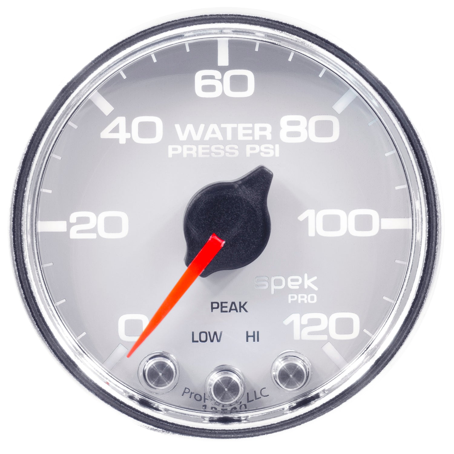 AutoMeter P34511 - GAUGE, WATER PRESS, 2 1/16", 120PSI, STEPPER MOTOR W/PEAK & WARN, WHT/CHRM, SPEK 3