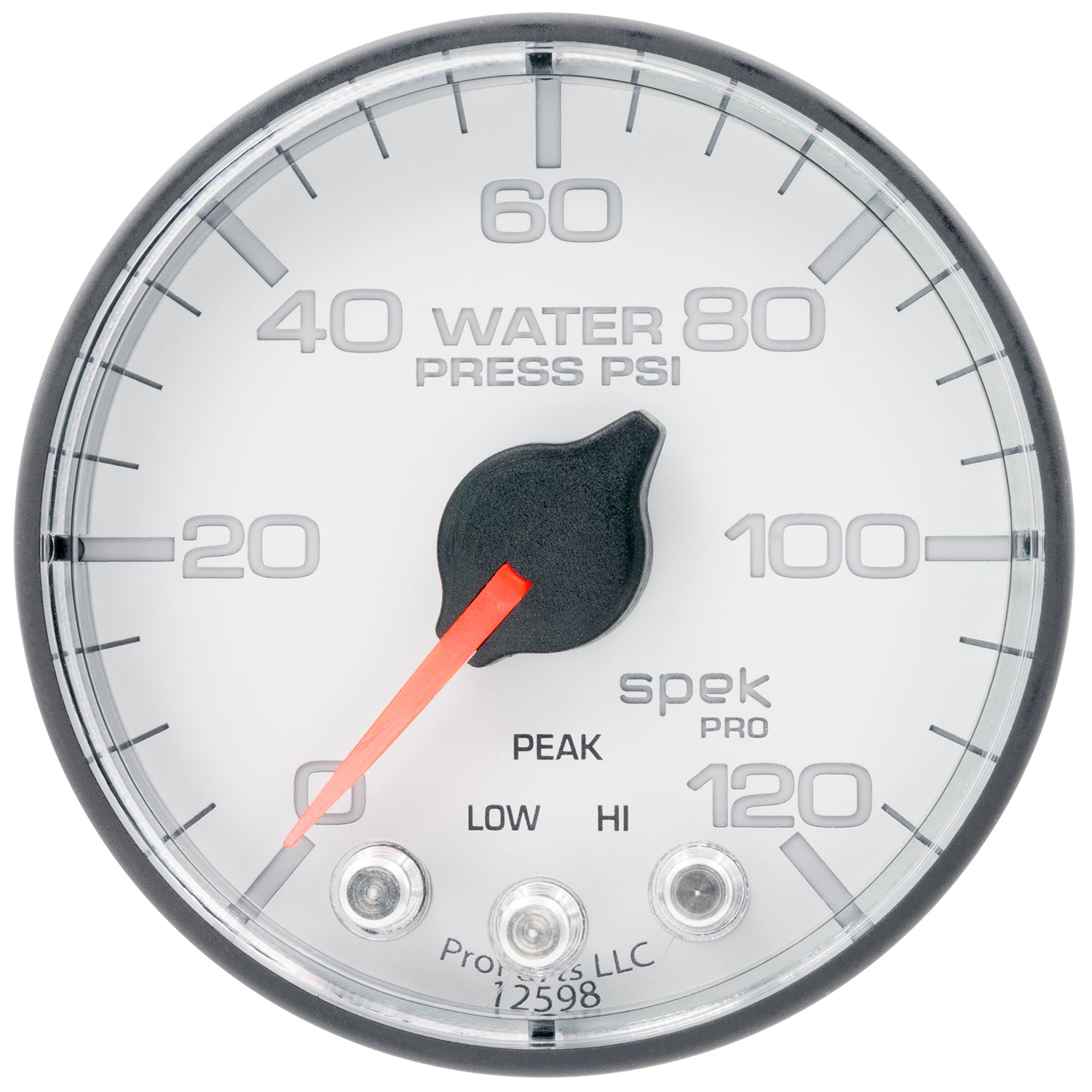 AutoMeter P345128 - GAUGE, WATER PRESS, 2 1/16", 120PSI, STEPPER MOTOR W/PEAK & WARN, WHT/BLK, SPEK 3