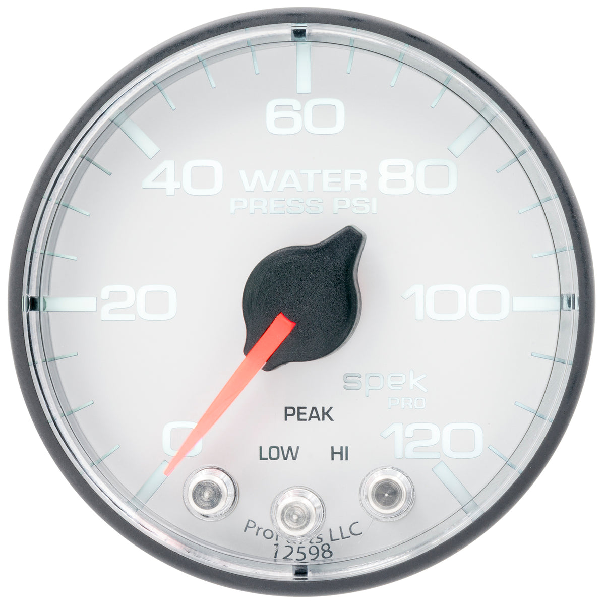 AutoMeter P345128 - GAUGE, WATER PRESS, 2 1/16", 120PSI, STEPPER MOTOR W/PEAK & WARN, WHT/BLK, SPEK 4