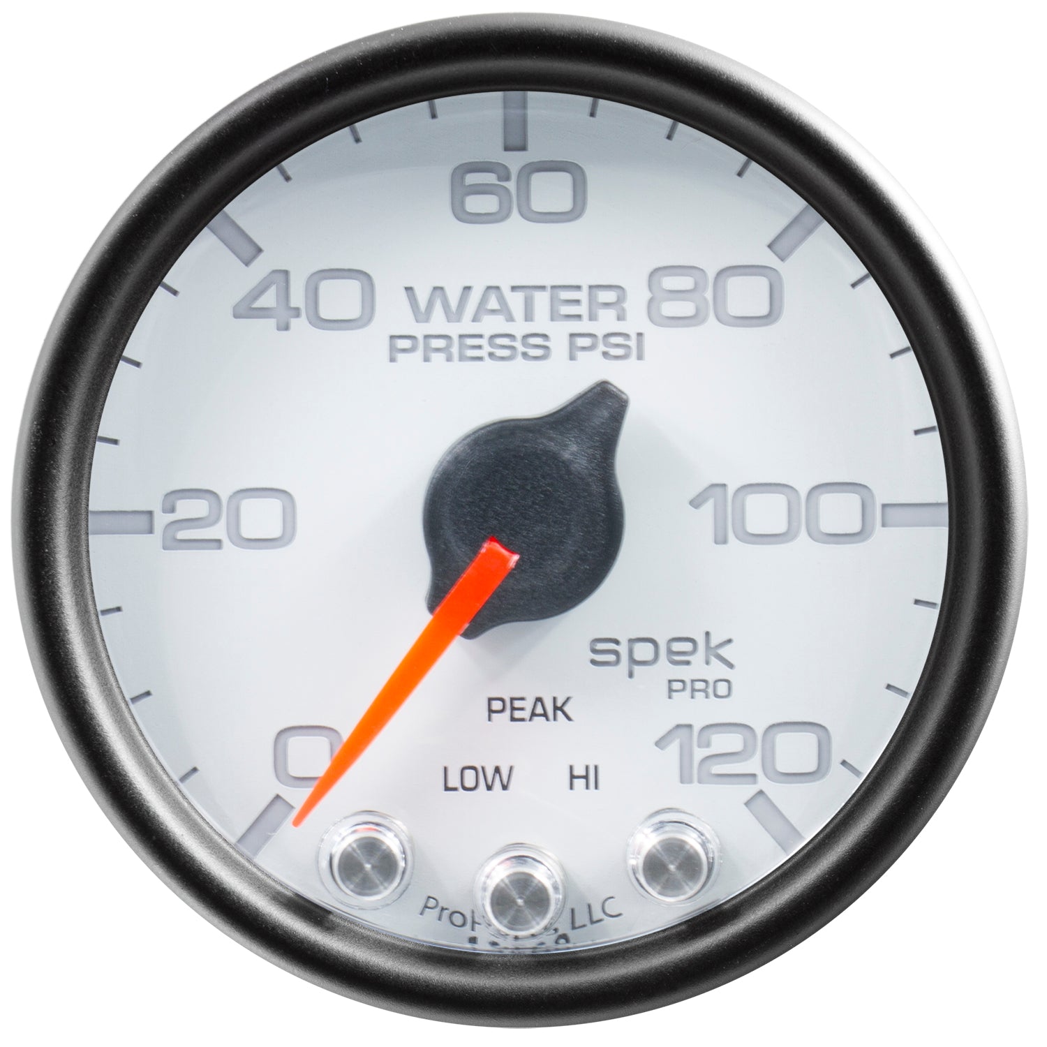 AutoMeter P34512 - GAUGE, WATER PRESS, 2 1/16", 120PSI, STEPPER MOTOR W/PEAK & WARN, WHT/BLK, SPEK 4