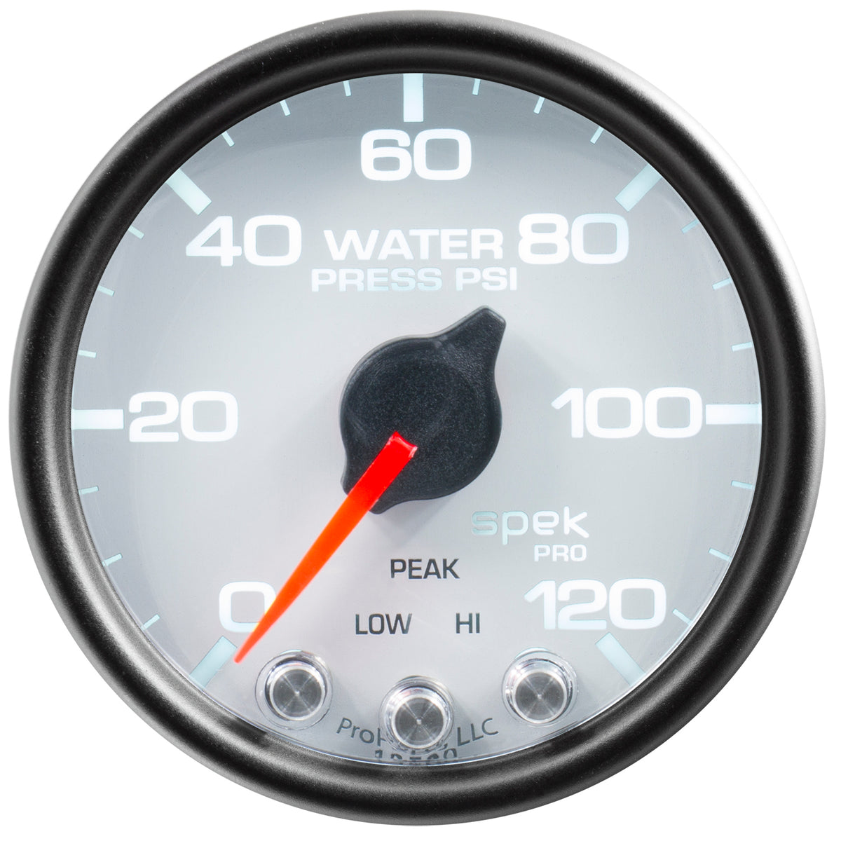 AutoMeter P34512 - GAUGE, WATER PRESS, 2 1/16", 120PSI, STEPPER MOTOR W/PEAK & WARN, WHT/BLK, SPEK 3