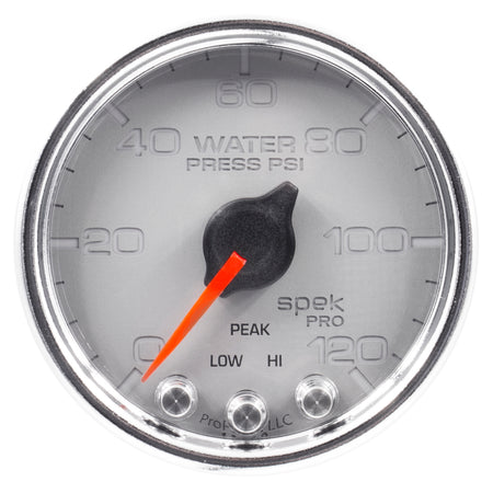 AutoMeter P34521 - GAUGE, WATER PRESS, 2 1/16", 120PSI, STEPPER MOTOR W/PEAK & WRN, SLVR/CHRM, SPEK 4