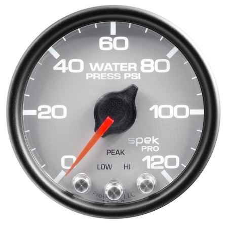 AutoMeter P34522 - GAUGE, WATER PRESS, 2 1/16", 120PSI, STEPPER MOTOR W/PEAK & WARN, SLVR/BLK, SPEK 3