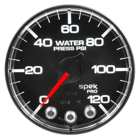AutoMeter P345318 - GAUGE, WATER PRESS, 2 1/16", 120PSI, STEPPER MOTOR W/PEAK & WARN, BLK/CHRM, SPEK 3