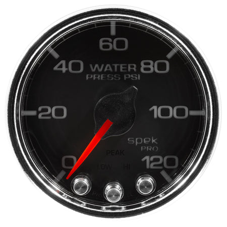 AutoMeter P34531 - GAUGE, WATER PRESS, 2 1/16", 120PSI, STEPPER MOTOR W/PEAK & WARN, BLK/CHRM, SPEK 4