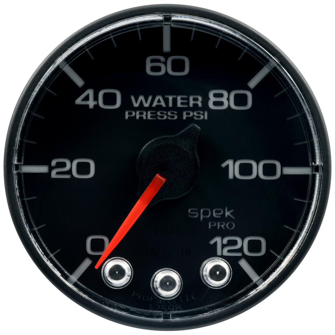 AutoMeter P345328 - GAUGE, WATER PRESS, 2 1/16", 120PSI, STEPPER MOTOR W/PEAK & WARN, BLK/BLK, SPEK 4
