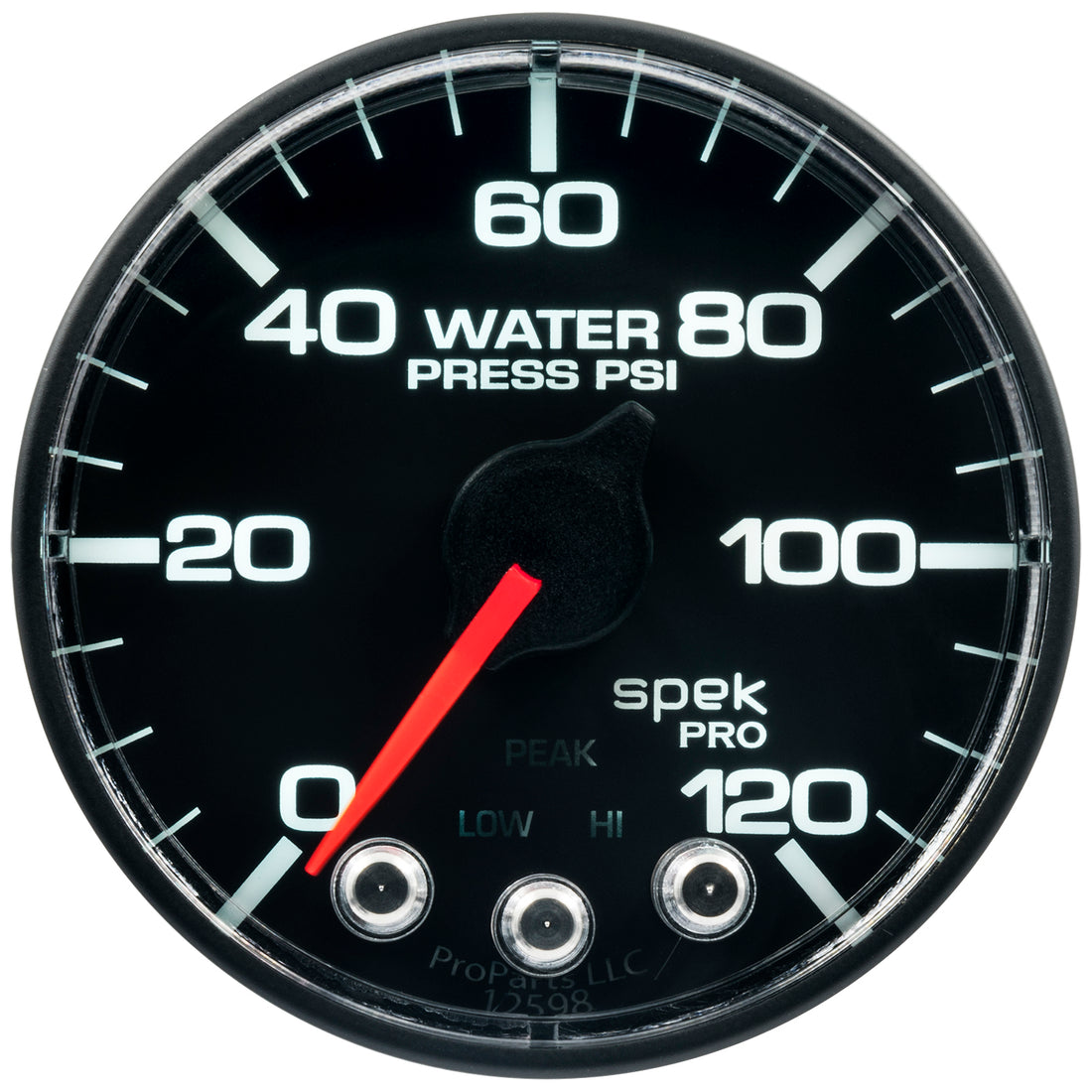 AutoMeter P345328 - GAUGE, WATER PRESS, 2 1/16", 120PSI, STEPPER MOTOR W/PEAK & WARN, BLK/BLK, SPEK 3