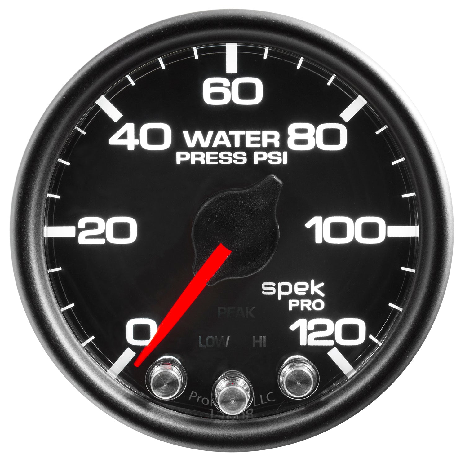 AutoMeter P34532 - GAUGE, WATER PRESS, 2 1/16", 120PSI, STEPPER MOTOR W/PEAK & WARN, BLK/BLK, SPEK 3