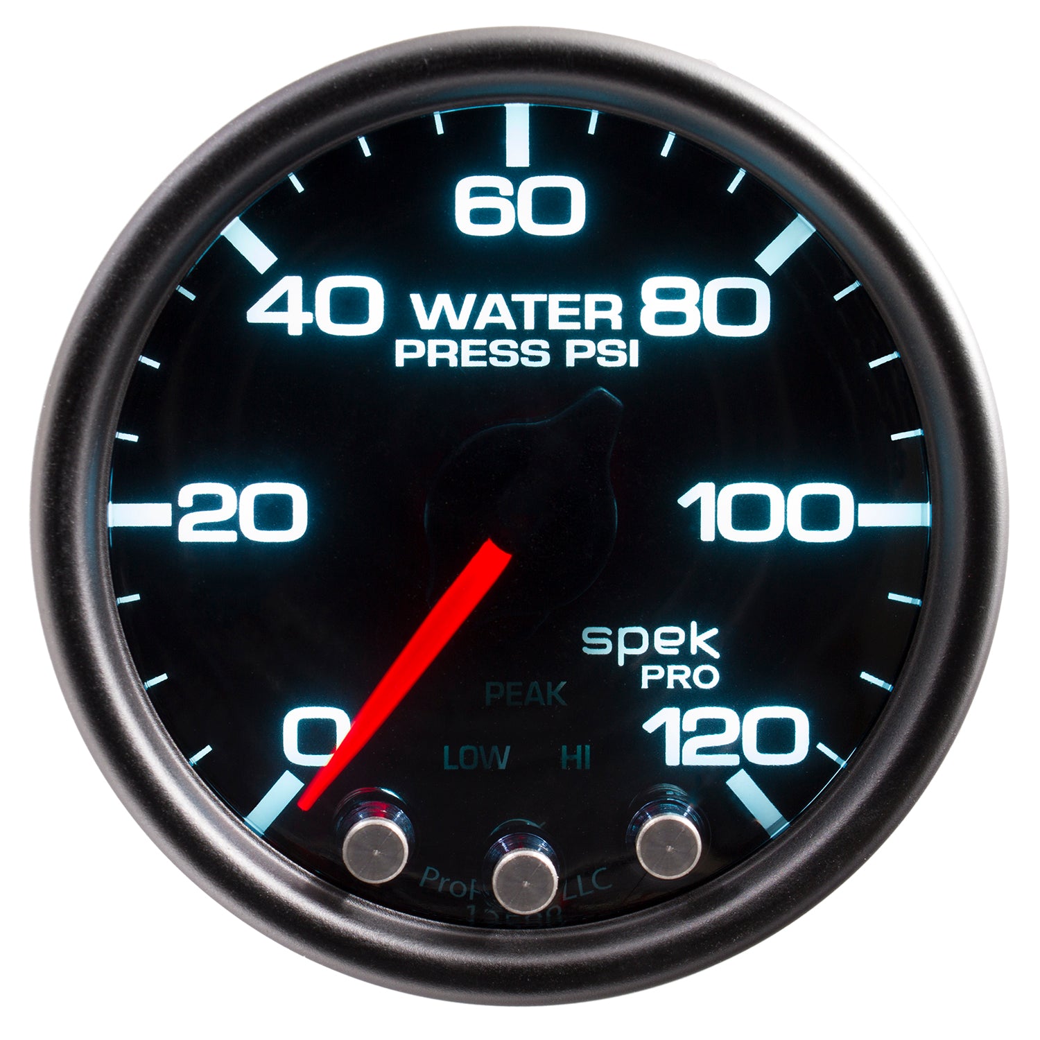 AutoMeter P34552 - GAUGE, WATER PRESS, 2 1/16", 120PSI, STEPPER MTR W/PK & WRN, BLK/SMOKE/BLK, SPEK 3