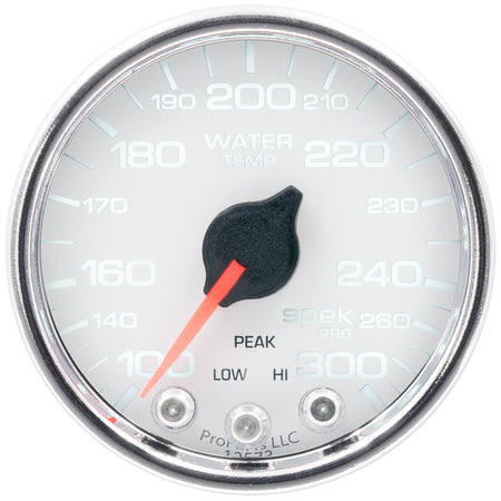 AutoMeter P34611 - GAUGE, WATER TEMP, 2 1/16", 300?F, STEPPER MOTOR W/PEAK & WARN, WHT/CHRM, SPEK 4