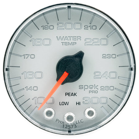 AutoMeter P346218 - GAUGE, WATER TEMP, 2 1/16", 300?F, STEPPER MOTOR W/PEAK & WARN, SLVR/CHRM, SPEK 3