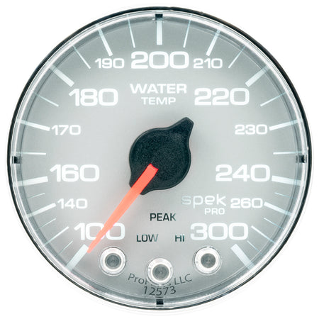 AutoMeter P346218 - GAUGE, WATER TEMP, 2 1/16", 300?F, STEPPER MOTOR W/PEAK & WARN, SLVR/CHRM, SPEK 4