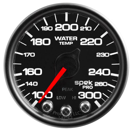 AutoMeter P34632 - GAUGE, WATER TEMP, 2 1/16", 300?F, STEPPER MOTOR W/PEAK & WARN, BLK/BLK, SPEK 5
