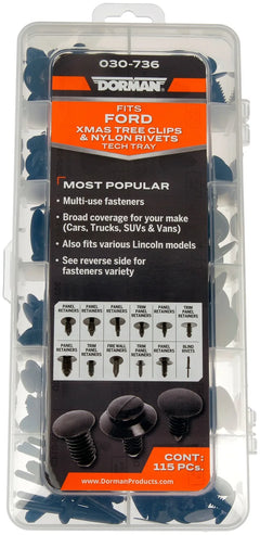 Dorman 030-736 Ford Fastener Tech Tray - Xmas Tree Clips And Nylon Rivets