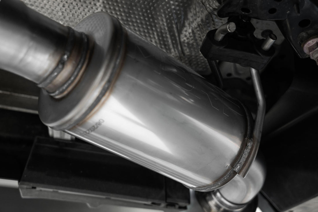 MBRP S43023CF T304 Stainless Steel 3 Inch Cat-Back Dual Split Rear Carbon Fiber Tips