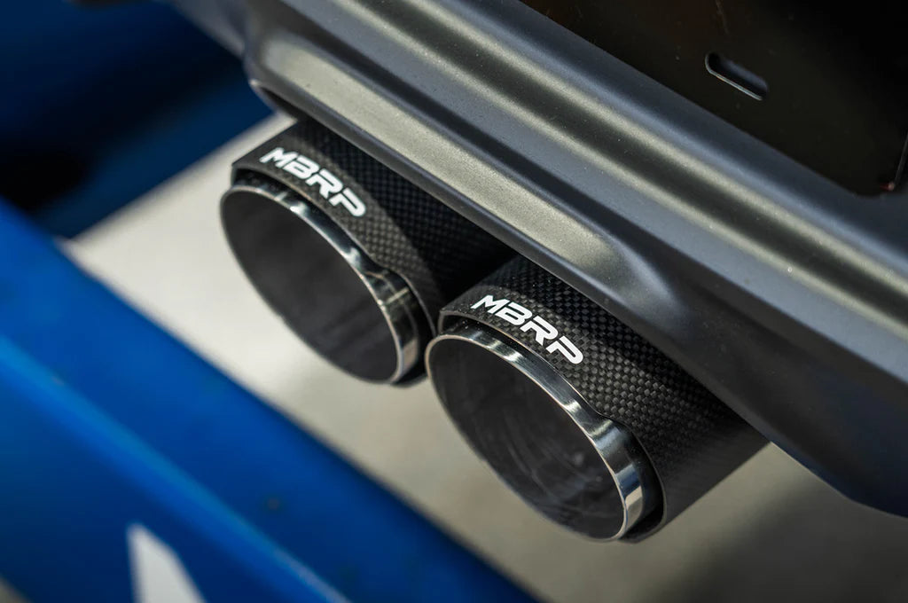MBRP S43033CF Armor Pro T304 Stainless Steel 3 Inch Cat-Back Dual Center Rear Exit Carbon Fiber Tips