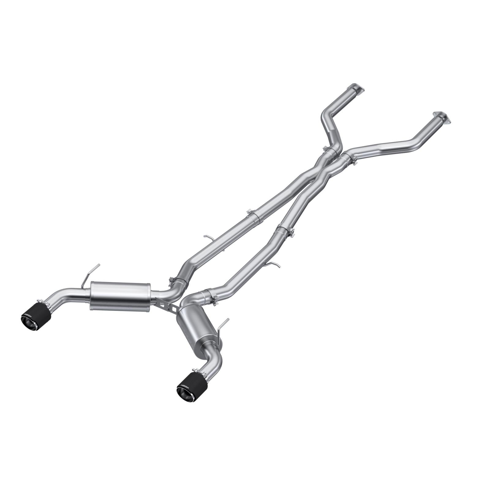 MBRP S44003CF 3 Inch Cat Back Exhaust System Dual Rear T304 Stainless Steel Carbon Fiber Tips