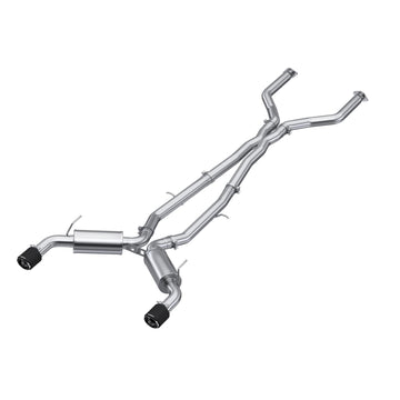 MBRP S44003CF 3 Inch Cat Back Exhaust System Dual Rear T304 Stainless Steel Carbon Fiber Tips