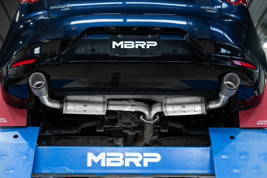 MBRP S44503CF Armor Pro T304 Stainless Steel 2.5 Inch Axle-Back Dual Split Rear Carbon Fiber Tips Street Profile