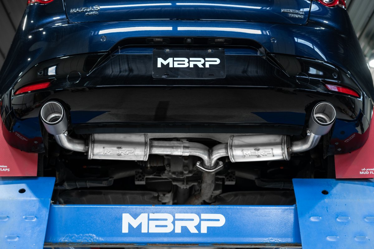 MBRP S44503CF Armor Pro T304 Stainless Steel 2.5 Inch Axle-Back Dual Split Rear Carbon Fiber Tips Street Profile