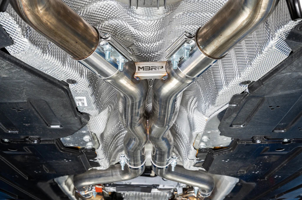 MBRP S4501304 - 2021-Up BMW M4 G82/ M3 G80 3.0L Coupe and Sedan T304 Stainless Steel 3 Inch Resonator Bypass X-Pipe MBRP