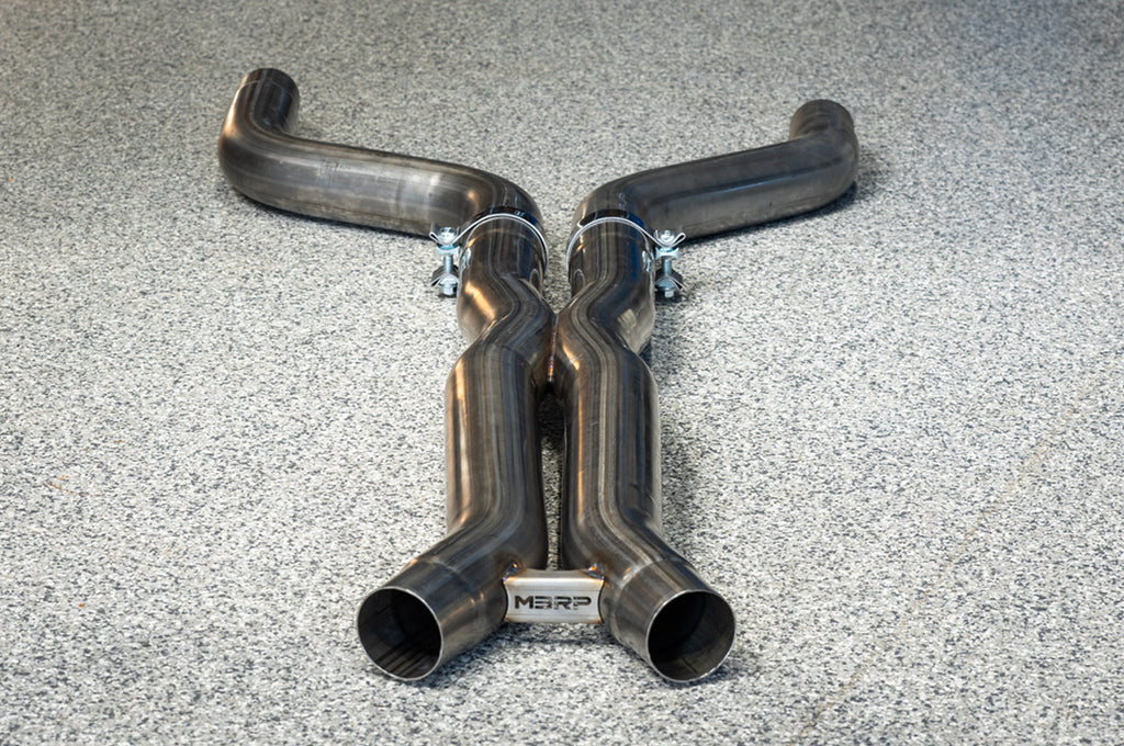 MBRP S4501304 - 2021-Up BMW M4 G82/ M3 G80 3.0L Coupe and Sedan T304 Stainless Steel 3 Inch Resonator Bypass X-Pipe MBRP