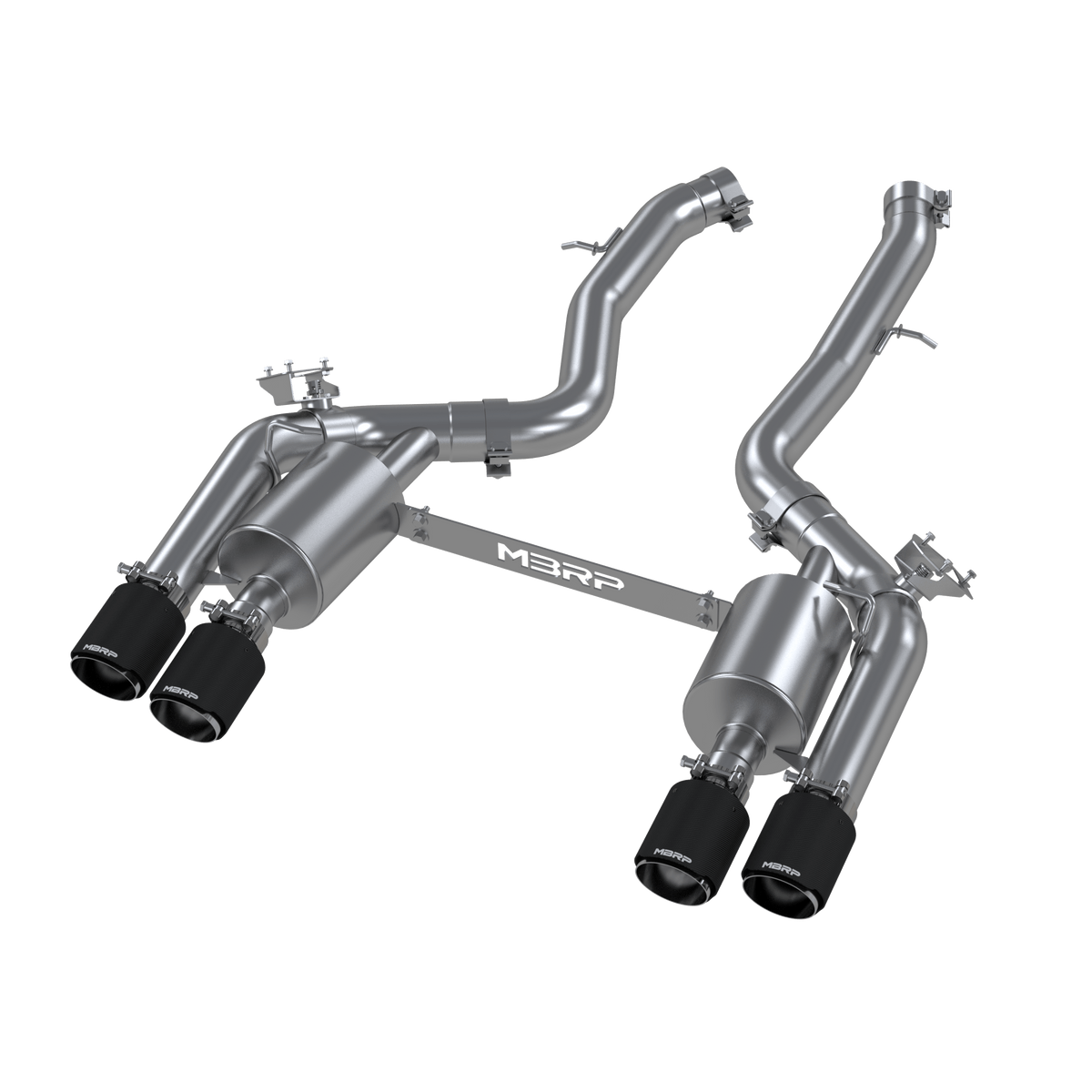 MBRP NA MBRP S45023CF - 2019-2021 BMW M2 Competition 3.0L Armor Pro T304 Stainless Steel 3 Inch Resonator-Back Dual Rear Quad Outlet with Carbon Fiber Tips Active Profile MBRP