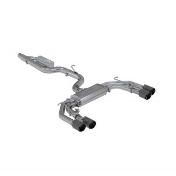 MBRP NA MBRP S46043CF - 2015-2020 Audi S3 T304 Stainless Steel 3 Inch Cat Back Quad Split Rear Exit with Carbon Fiber Tips Active Exhaust MBRP