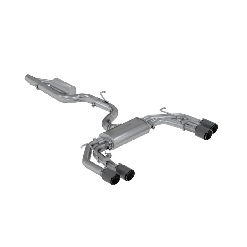 MBRP NA MBRP S46043CF - 2015-2020 Audi S3 T304 Stainless Steel 3 Inch Cat Back Quad Split Rear Exit with Carbon Fiber Tips Active Exhaust MBRP