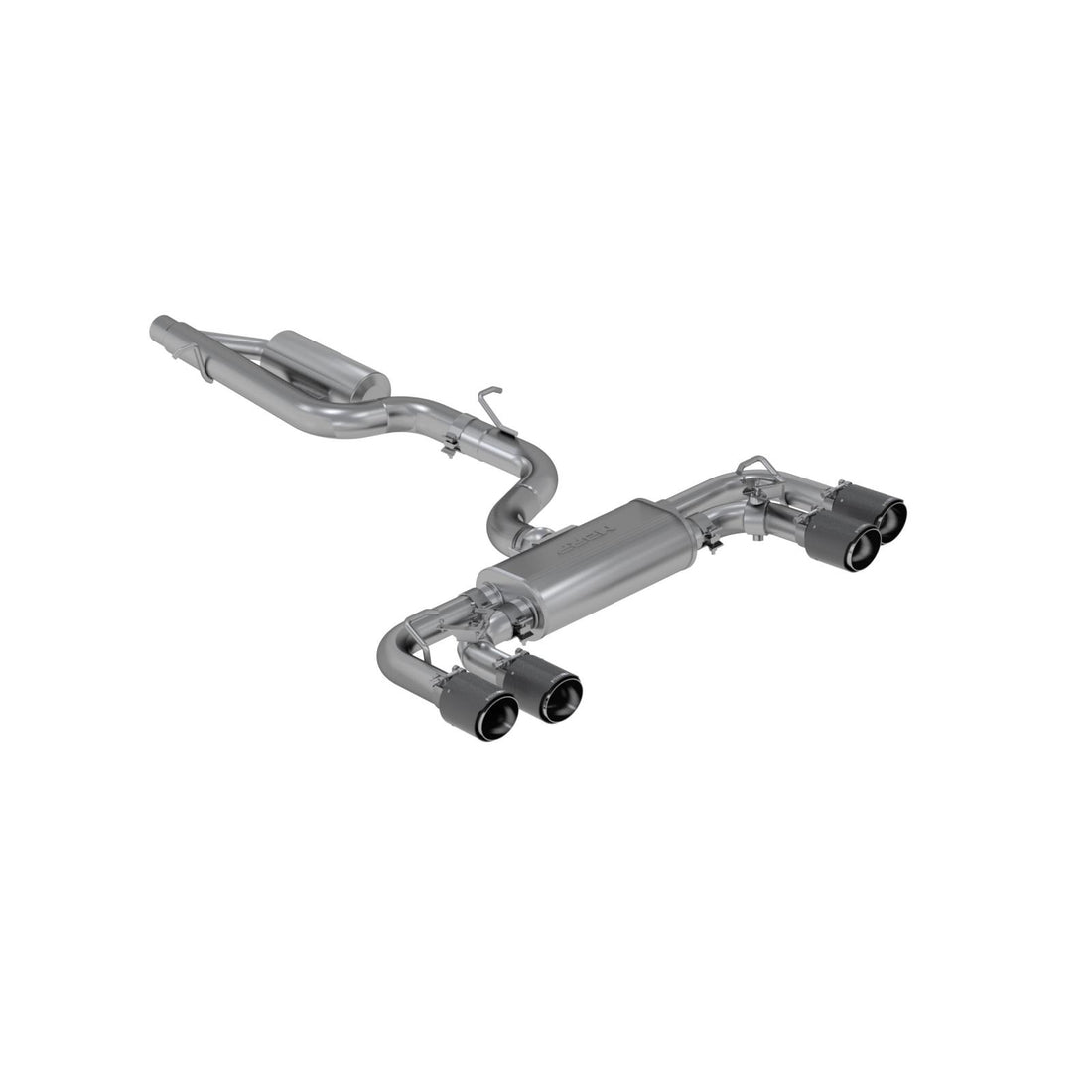 MBRP S46053CF - 2015-21VW Golf R T304 Stainless Steel 3 inch Cat-Back Active Quad Rear Exit with Carbon Fiber Tips MBRP 1