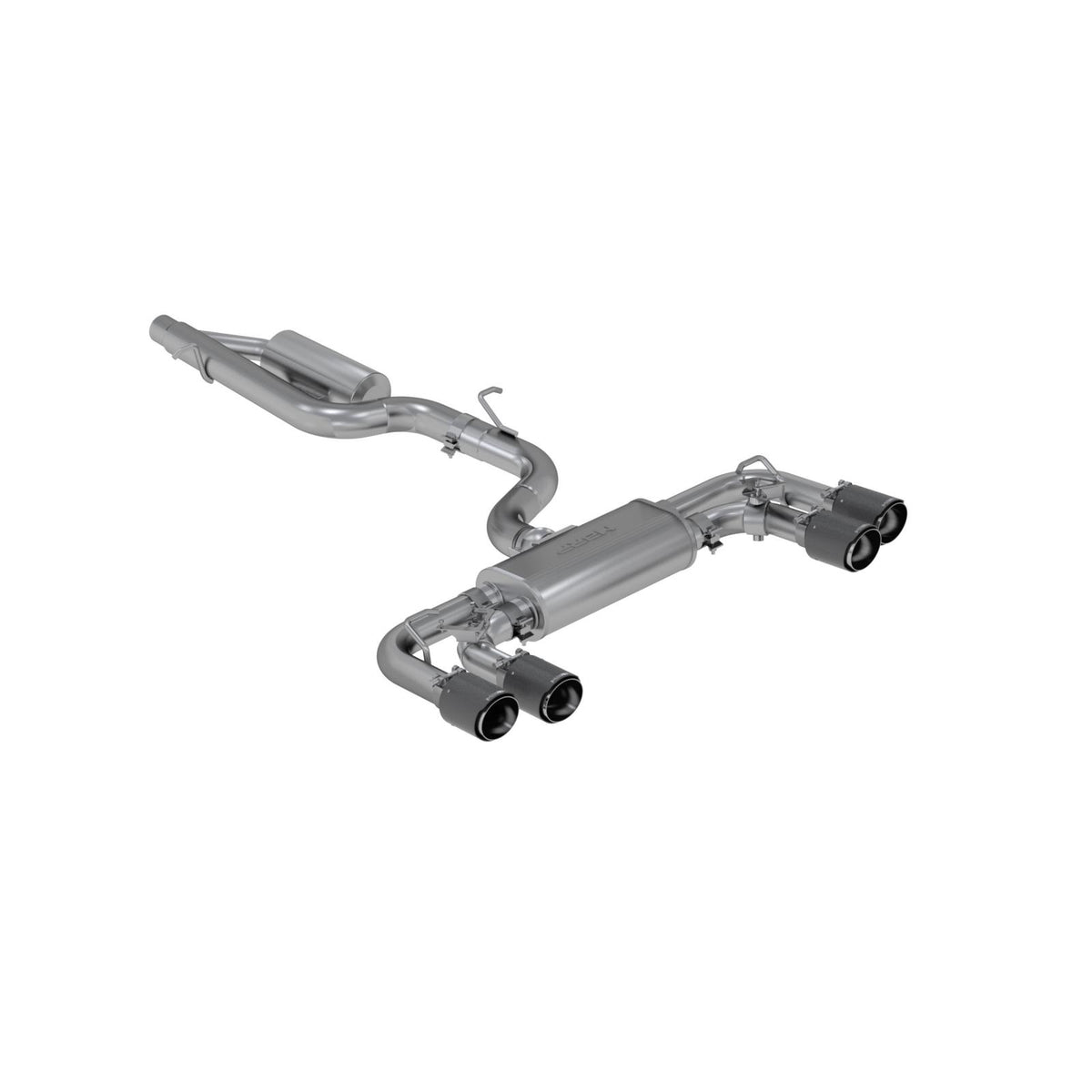 MBRP S46053CF - 2015-21VW Golf R T304 Stainless Steel 3 inch Cat-Back Active Quad Rear Exit with Carbon Fiber Tips MBRP 1