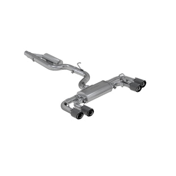 MBRP S46053CF - 2015-21VW Golf R T304 Stainless Steel 3 inch Cat-Back Active Quad Rear Exit with Carbon Fiber Tips MBRP 1