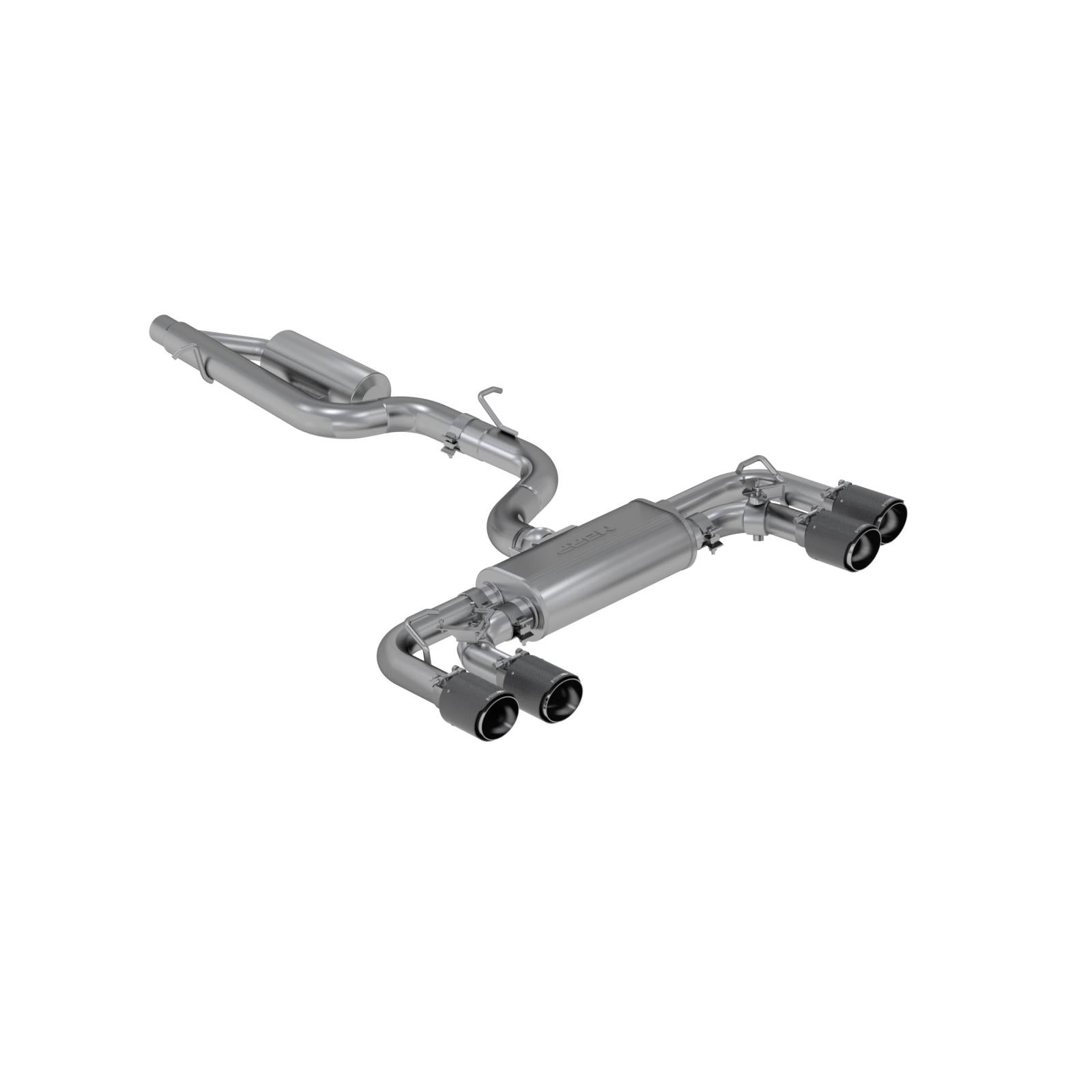 MBRP S46053CF - 2015-21VW Golf R T304 Stainless Steel 3 inch Cat-Back Active Quad Rear Exit with Carbon Fiber Tips MBRP 1