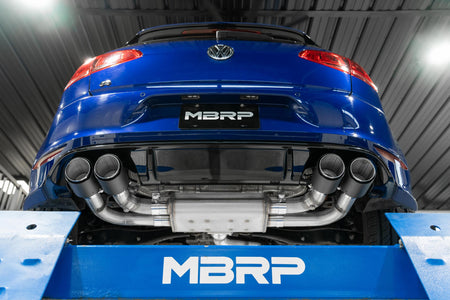 MBRP S46053CF - 2015-21VW Golf R T304 Stainless Steel 3 inch Cat-Back Active Quad Rear Exit with Carbon Fiber Tips MBRP 4