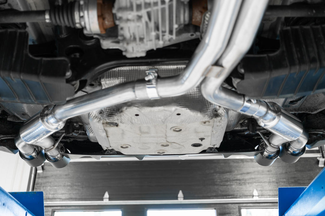 MBRP S4607304 - T304 Stainless Steel 2.5 Inch Resonator Back Dual Rear Quad Tips 18-Up Audi S5 Coupe/S4 Sedan MBRP