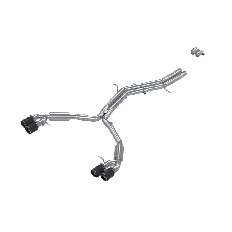 MBRP S46073CF - T304 Stainless Steel 2.5 Inch Resonator Back Dual Rear Quad Carbon Fiber Tips 18-Up Audi S5 Coupe/S4 Sedan MBRP