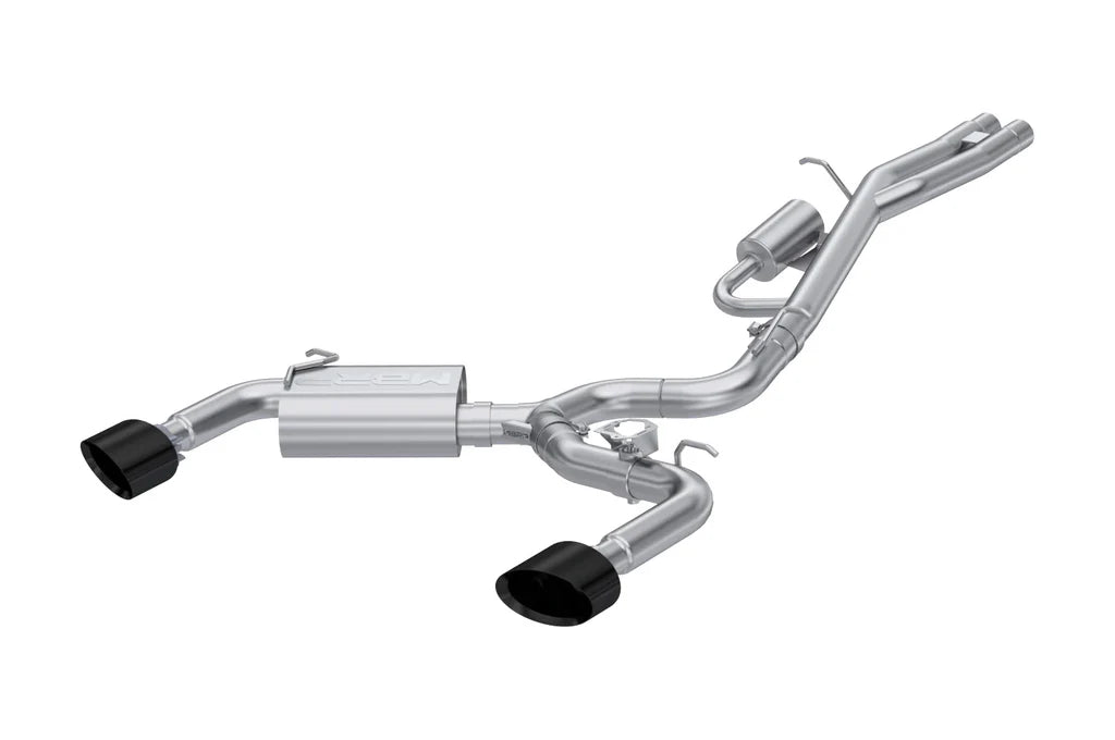 MBRP S46103BC T304 Stainless Steel 3 Inch Cat-Back Dual Split Rear Oval Black Chrome Tips