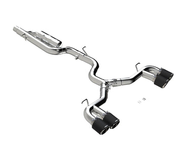 MBRP S46123CF T304 Stainless Steel 3 Inch Cat-Back Quad Split Rear Carbon Fiber Tips Valve Delete